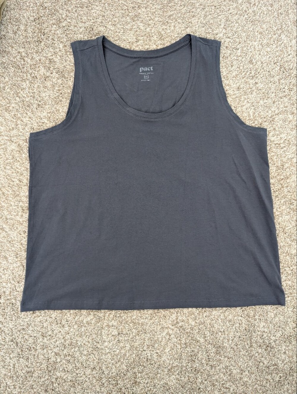 Pact Women's Dark Charcoal Scoop Neck Tank Sz 2XL Organic Cotton Minimalist